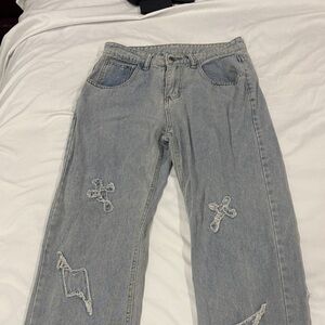 Aelfric Eden Light Blue Distressed Men Jeans